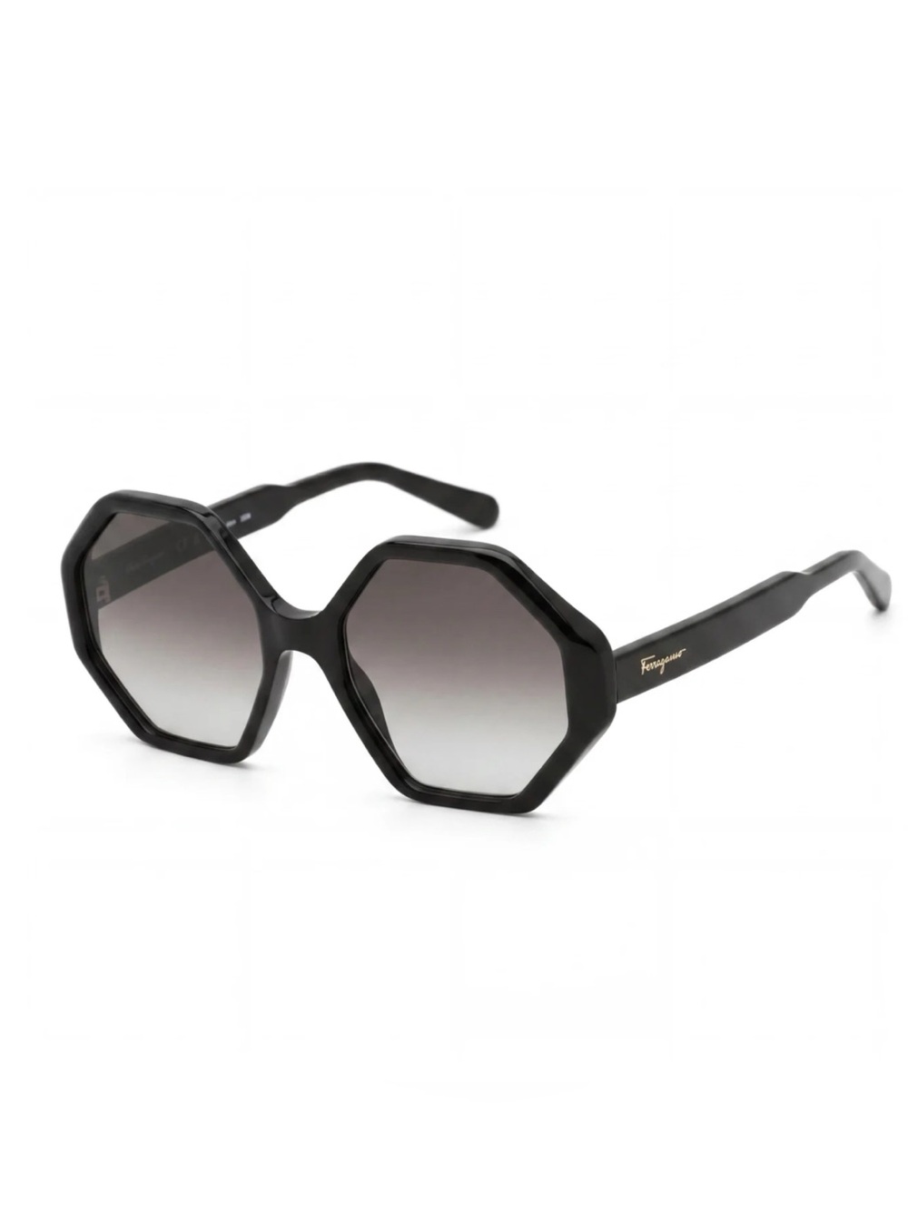 Salvatore Ferragamo SF1070S Black Acetate Hexagonal Sunglasses
